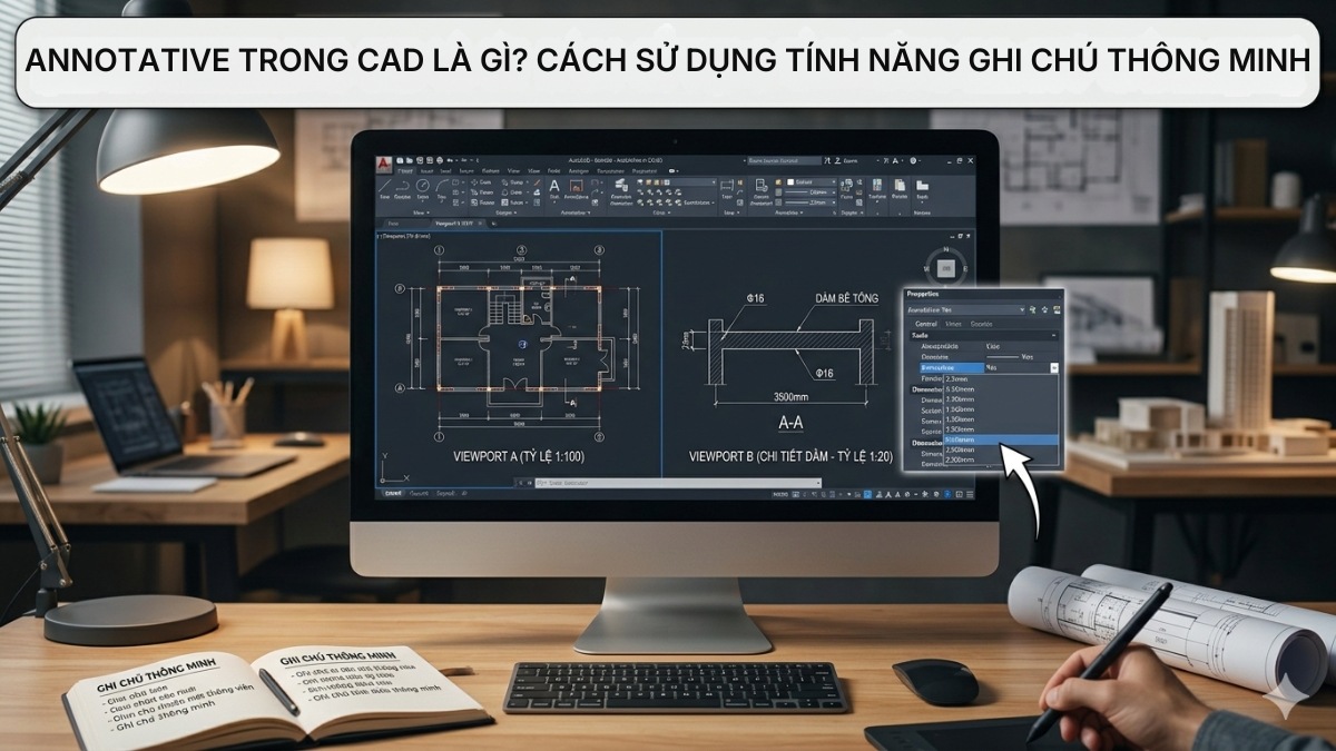 Annotative trong CAD là gì? Cách sử dụng tính năng ghi chú thông minh
